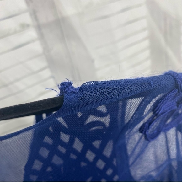 JS Collections Size 6 Navy Blue Illusion Yoke Soutache Column Gown Full Length - Picture 15 of 16